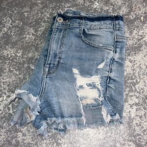 American Eagle Outfitters Distressed Blue Denim Shorts